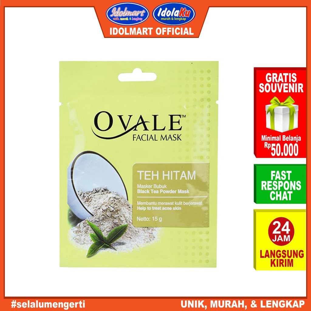 IDOLAKU Ovale Facial Mask Powder Teh Hitam Sachet 15 gr