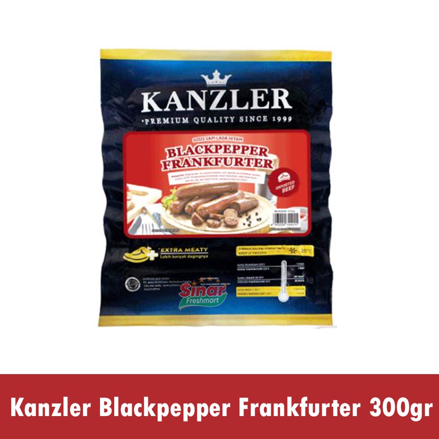 

[SINAR.FRESHMART] KANZLER BLACKPEPPER FRANKFURTER / SOSIS SAPI LADA HITAM [300gr]