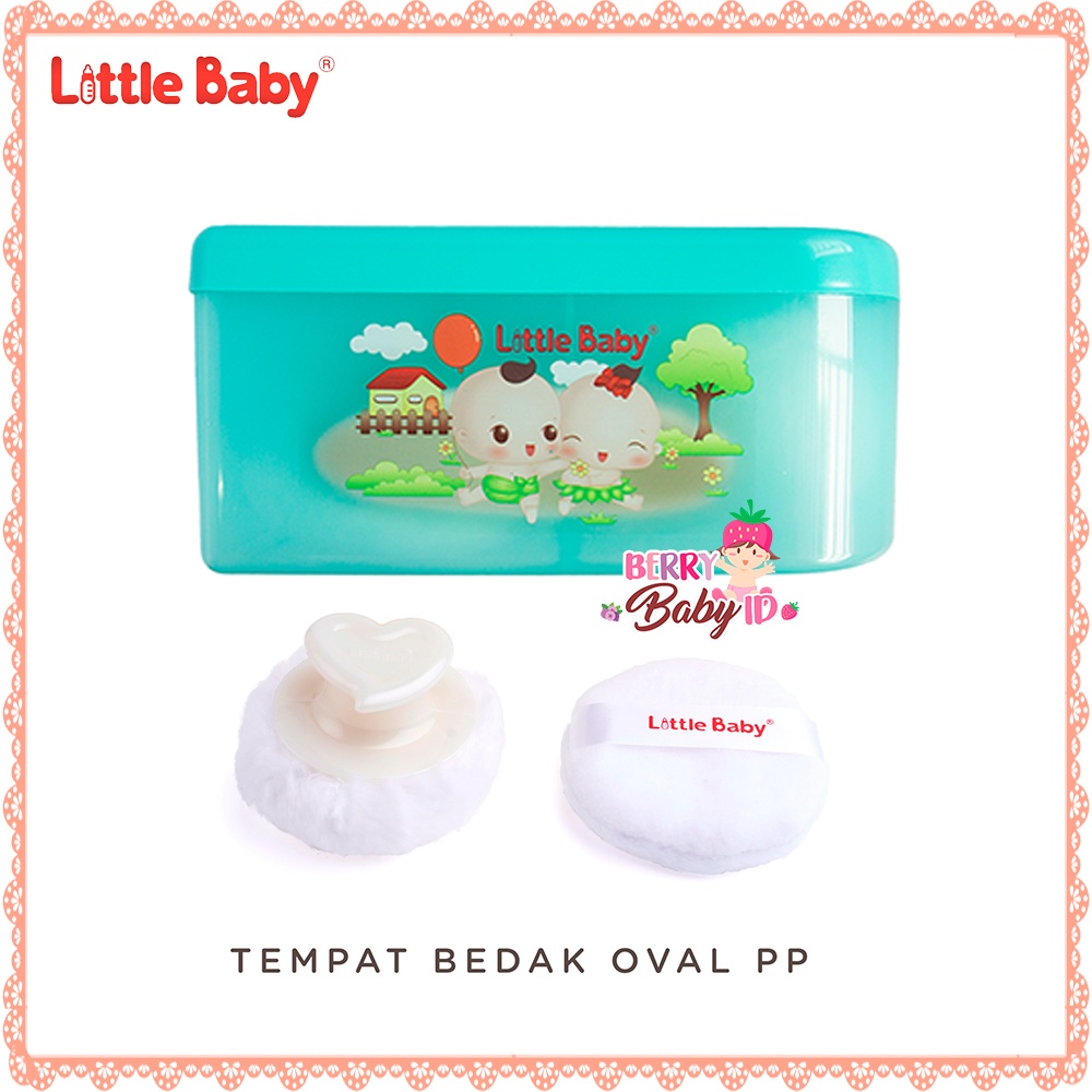 Little Baby Tempat Bedak Oval PP 2 Kompartmen &amp; Puff Berry Mart