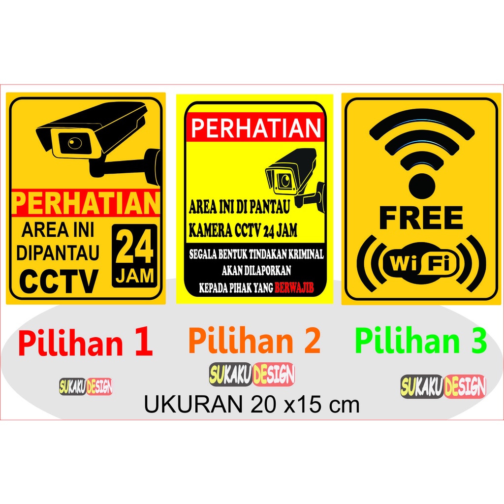 

stiker area cctv free wifi stok banyak - bisa cod 20 x15 cm