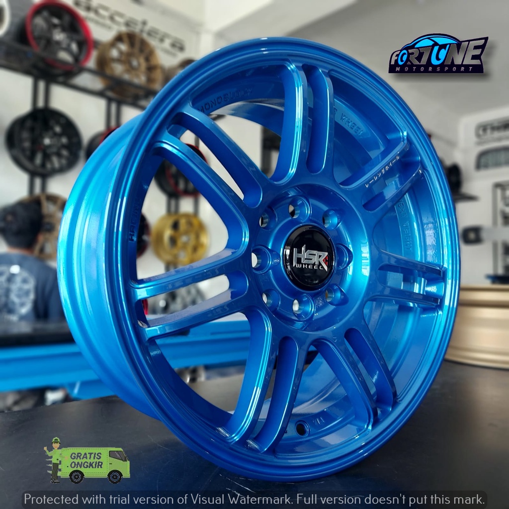 VELG MOBIL RING 15 LUBANG 4 TIPE BOON HSR PCD 4X100 / 4X114,3 RING 15 WARNA BIRU BISA BUAT BRIO AGYA