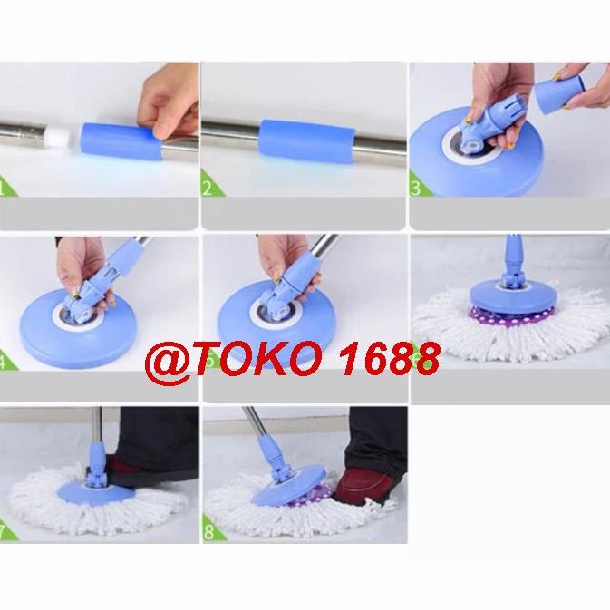 Tongkat Pel Spin Mop / Gagang Pel Spin Mop +Kain Pel