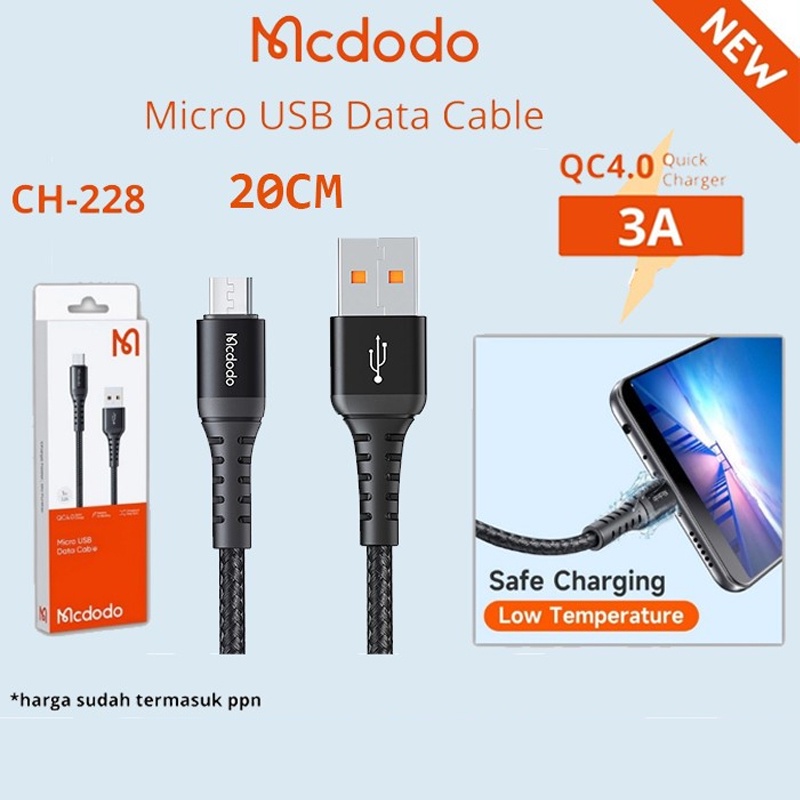 Mcdodo Ca-228 Kabel Charger Cas Hp Micro Usb Cable Data Fast Charging 3a Android