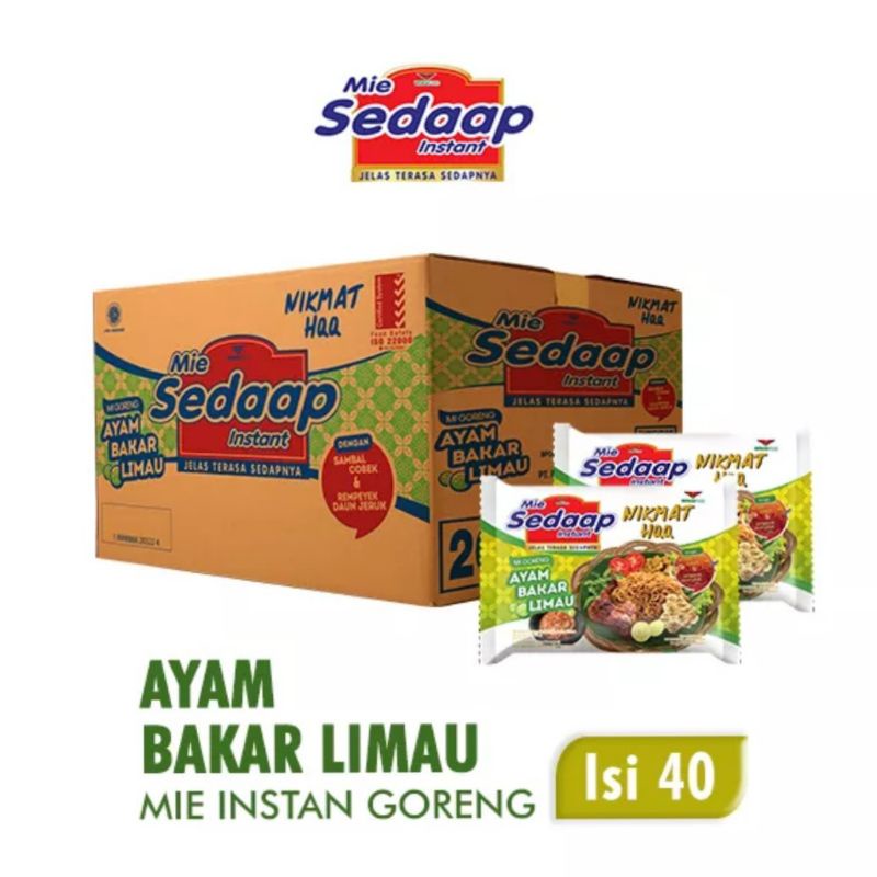 

NOODLES/MIE INSTANT SEDAP GORENG AYAM BAKAR LIMAU KEMASAN DUS ISI 40 PCS