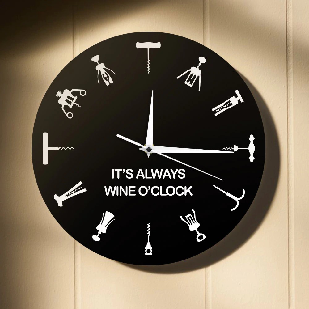 Free Ongkir Its Always Wine Oclock Wall Clock Different Cocktail Openers As Numbers Home Bar Wall Shopee Indonesia