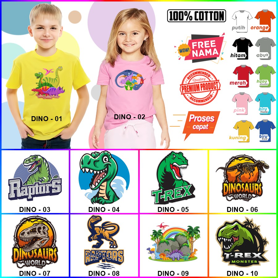 Kaos Ulang Tahun Dinosaurus Dino ULTAH COUPLE ANAK DAN DEWASA
