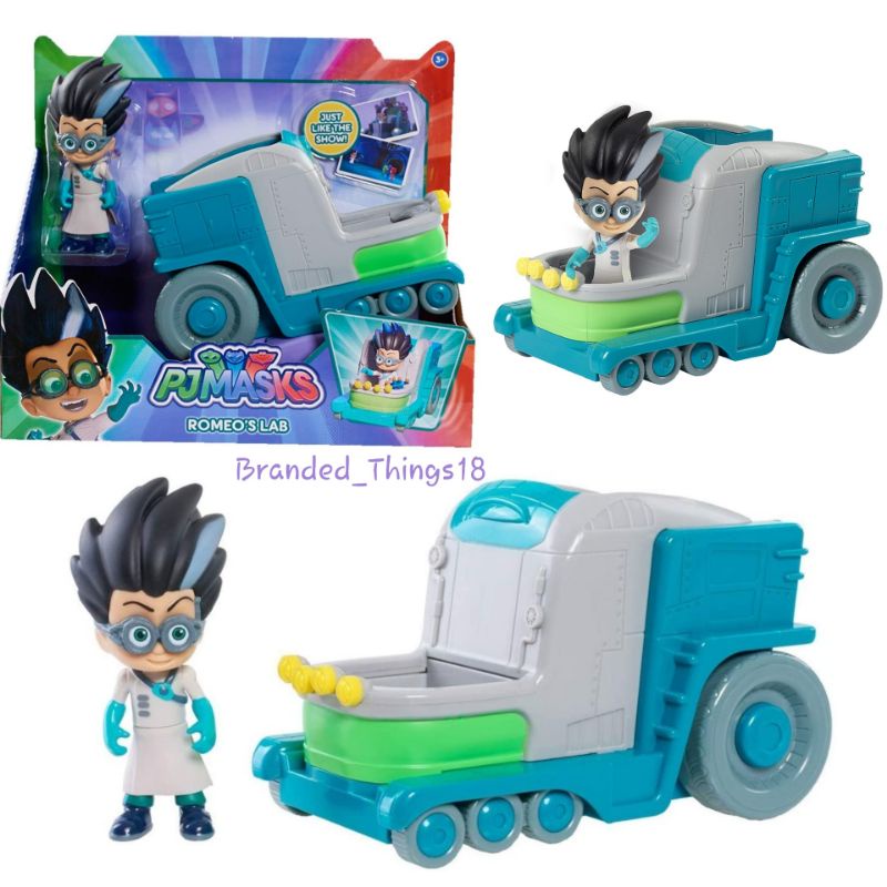 Pj Masks Romeo's Lab Vehicle and Figure Miniature Toy Mainan Anak PjMasks Pj Mask PjMask Turbo Hero 