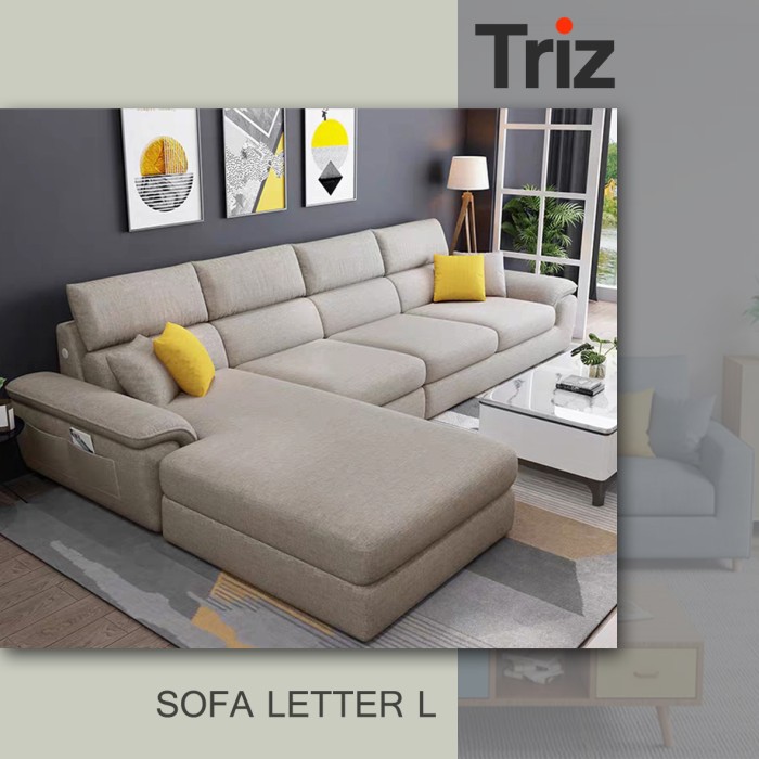 sofa minimalis l  seater furniture minimalis full cream bonus meja minimalis [Triz Furniture]
