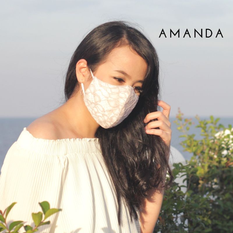 Amanda Mask - Masker cantik kain brokat + satin