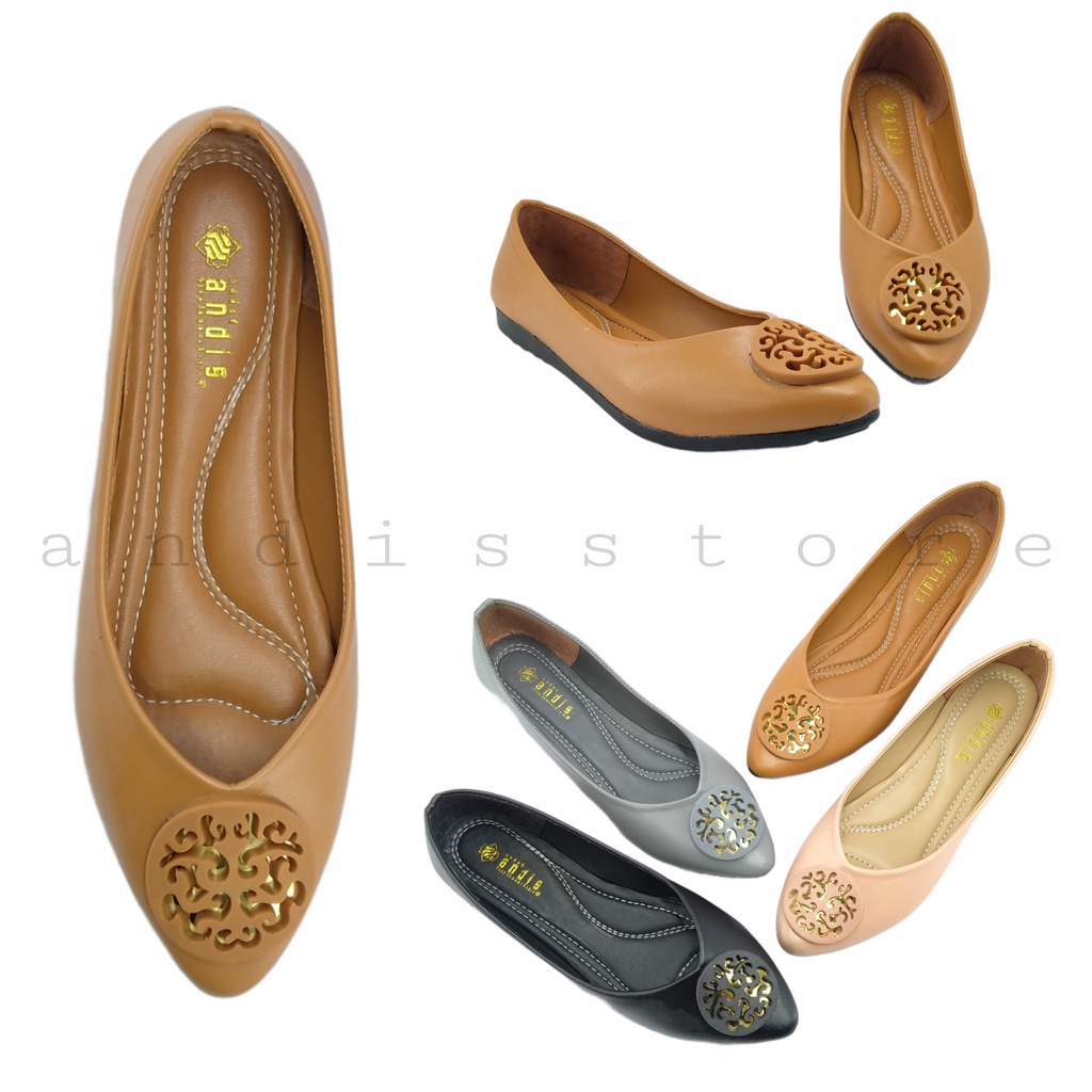 Sepatu Flat Shoes Wanita Andis AN 29 Kulit Sintetis Anti Licin
