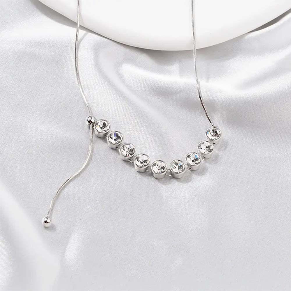 Mxbeauty Wanita Kalung Kepribadian Berlian Imitasi Mengkilap Tarik Rantai Choker Gaya Hip Hop Korea Necklace