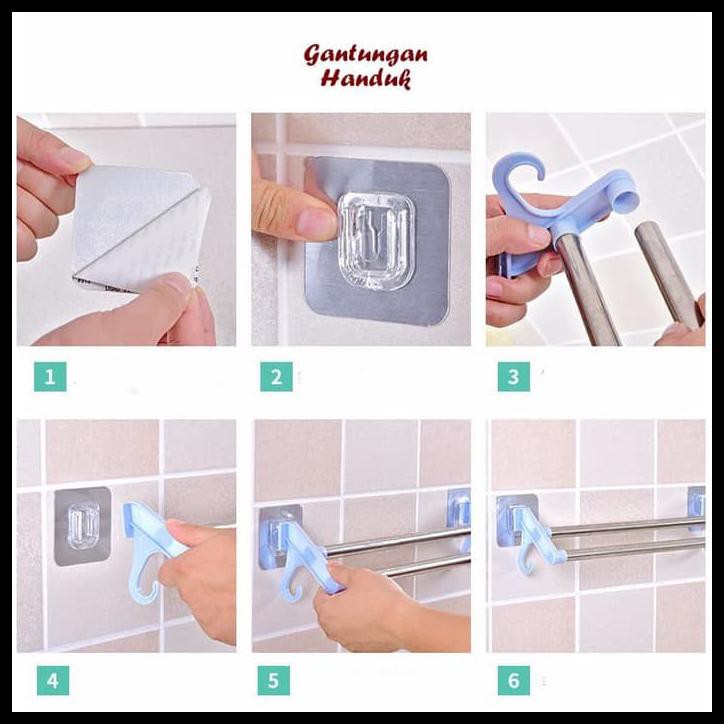 Produk Terbaik New  Gantungan Handuk (Pasangnya Tanpa Paku, Tanpa Bor Keramik)