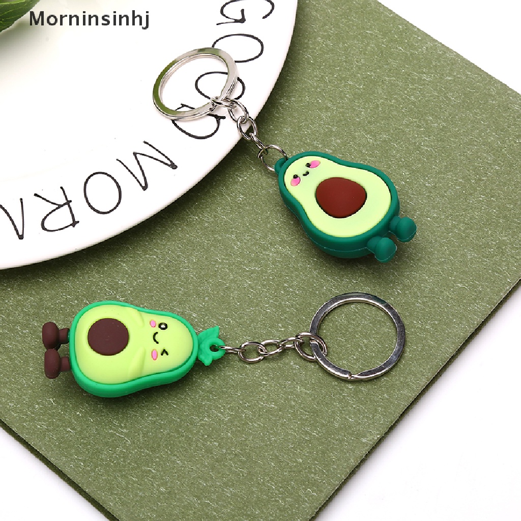 Mornin 1x Lucu Simulasi Buah Alpukat Gantungan Kunci 3D Resin Lembut Tersenyum Avocado Keychains id