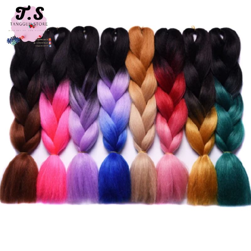 Wig / Extension Rambut Kepang Sintetis Model Afrika Warna Ombre /Rambut kepang Jumbo/ Rambut sambung