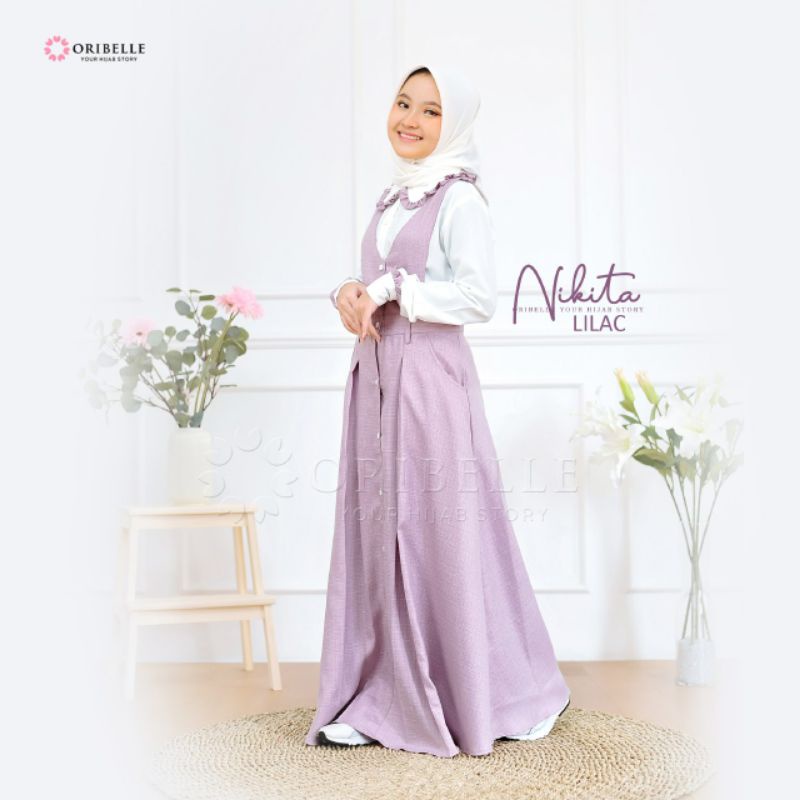 BAJU MUSLIM OVERALL NIKITA || MILO || LILAC || DUSTY || GREY ORIBELLE