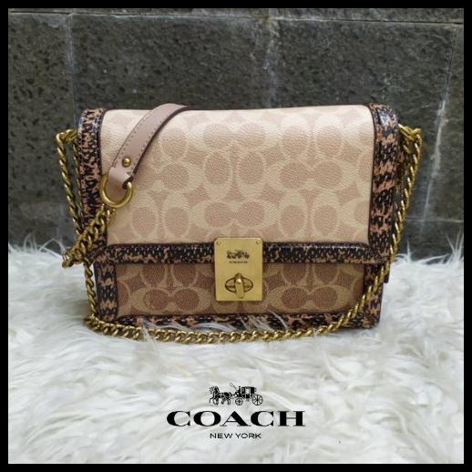 Bag Canvas - (100% Original) Tas Coach Hutton Belt Sling Bag In Signature Canvas