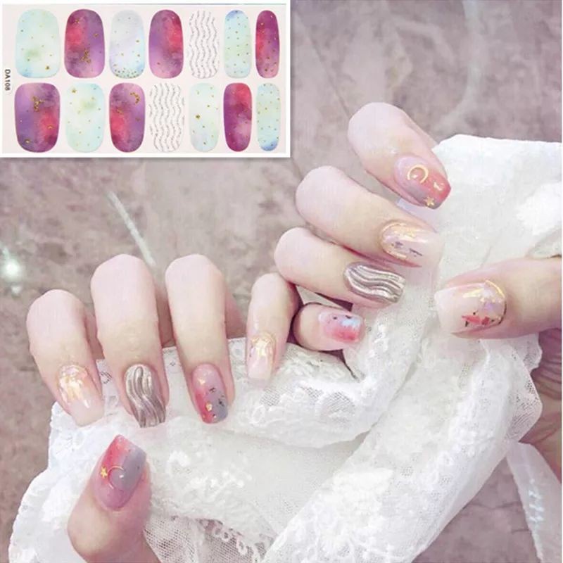 ]4Pcs / Set Stiker Kuku 3D Nail Sticker Motif Nail Sticker Cat kuku Nail Stickers Stick Tmall88