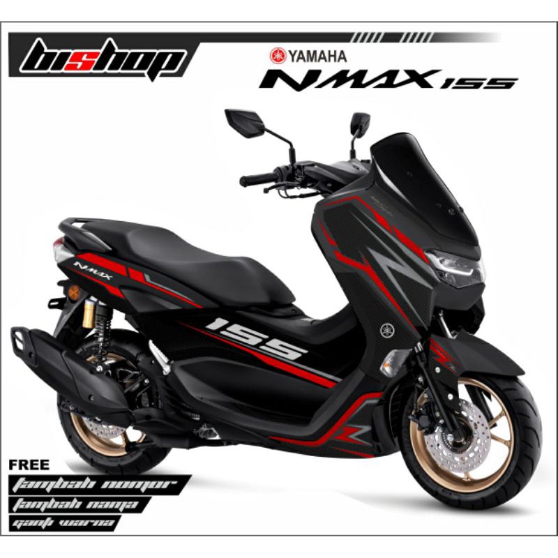 Decal sticker NMAX 155 Hitam lis abu merah