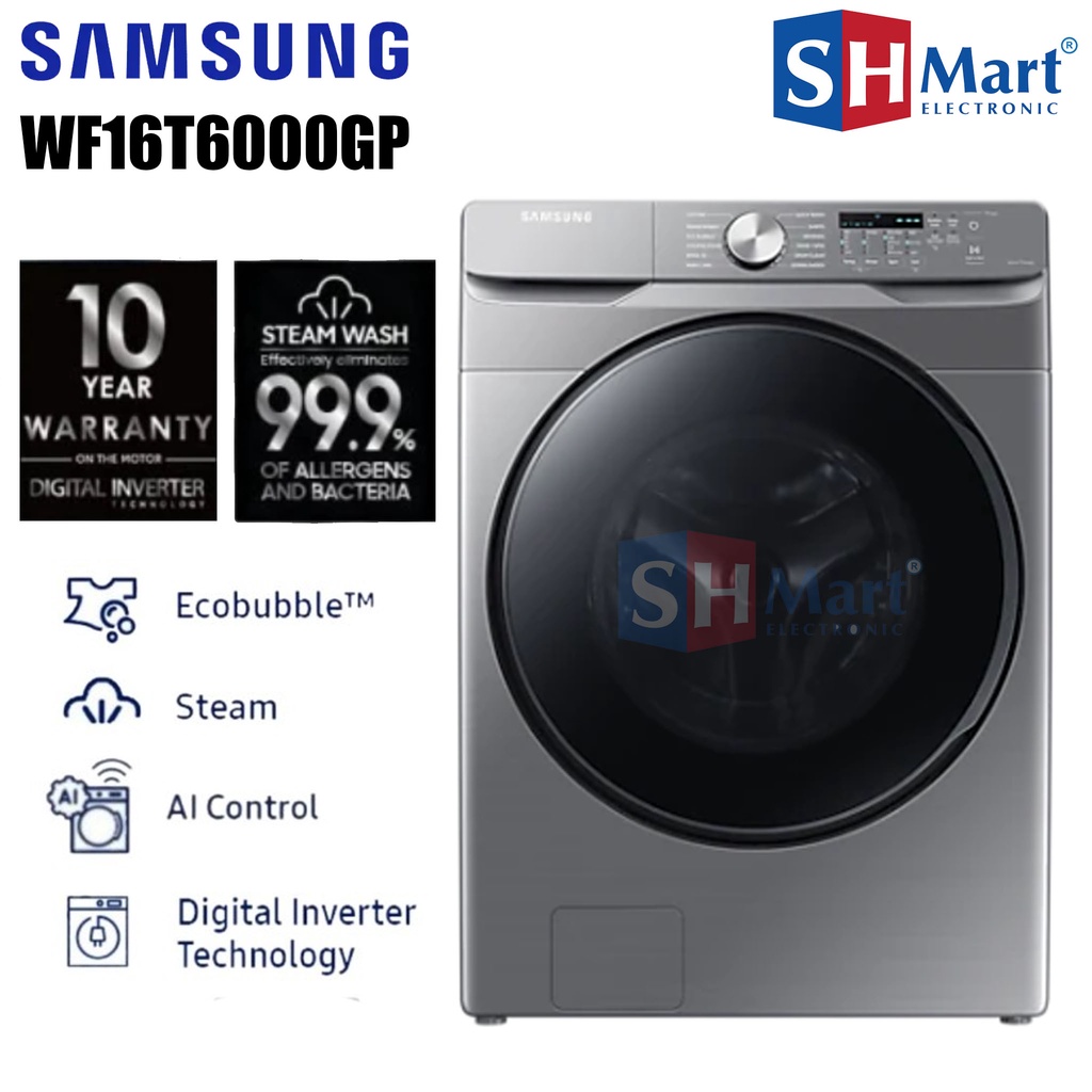 MESIN CUCI FRONT LOADING SAMSUNG 16 KG WF16T6000GP  ECOBUBBLE + AI CONTROL WF16T (MEDAN)