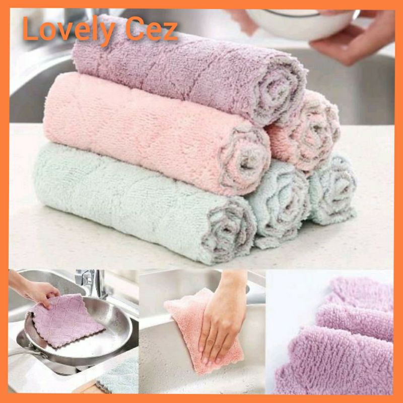 Lap cuci piring kain lap piring anti minyak microfiber 25x25