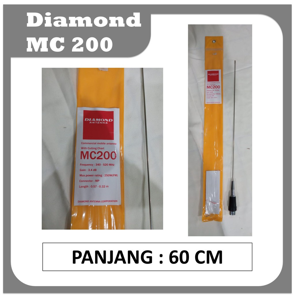 Antena Diamond MC 200, KAP Mobil RIG UHF Anten Diamon MC200 Antenna Motor pendek Single Band depan