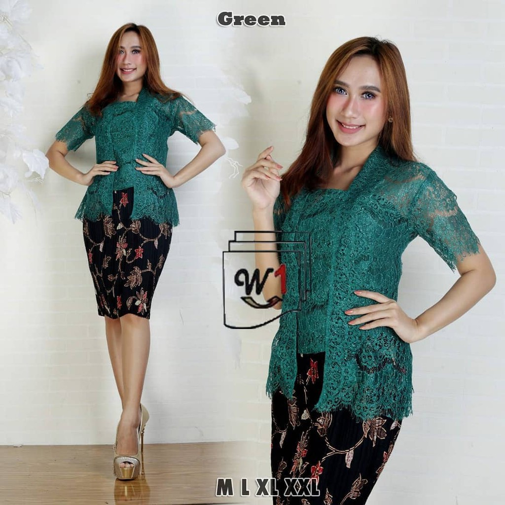 Kebaya Modern Brukat Kutu Baru / Kutubaru Pendek Green