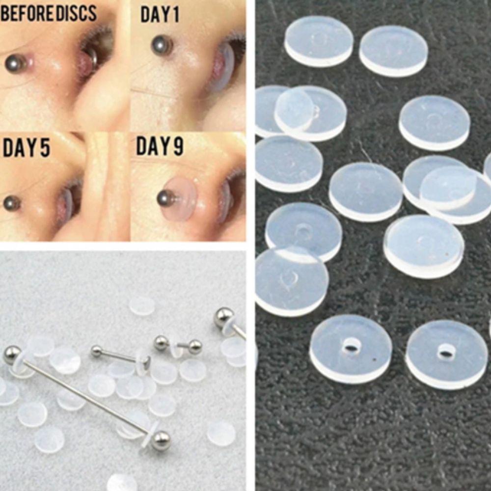 Lily Piercing Healing Silicone Discs Lumps Soft Gasket Spacers Disc Dengan Cincin Bulat Anti Melorot