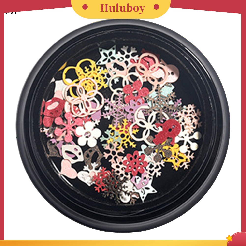 Huluboy Huluboy♡ 100pcs / Kotak Sequin Ultra Tipis Bentuk Snowflake Natal Untuk Nail Art