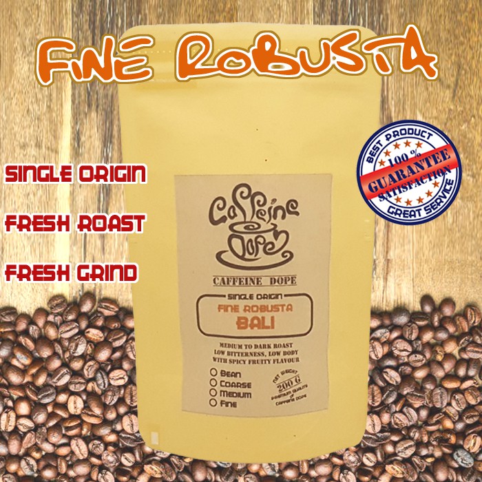 

Kopi Robusta Bali 200 Gr -Fine Robusta- Bean/Biji & Ground/Bubuk