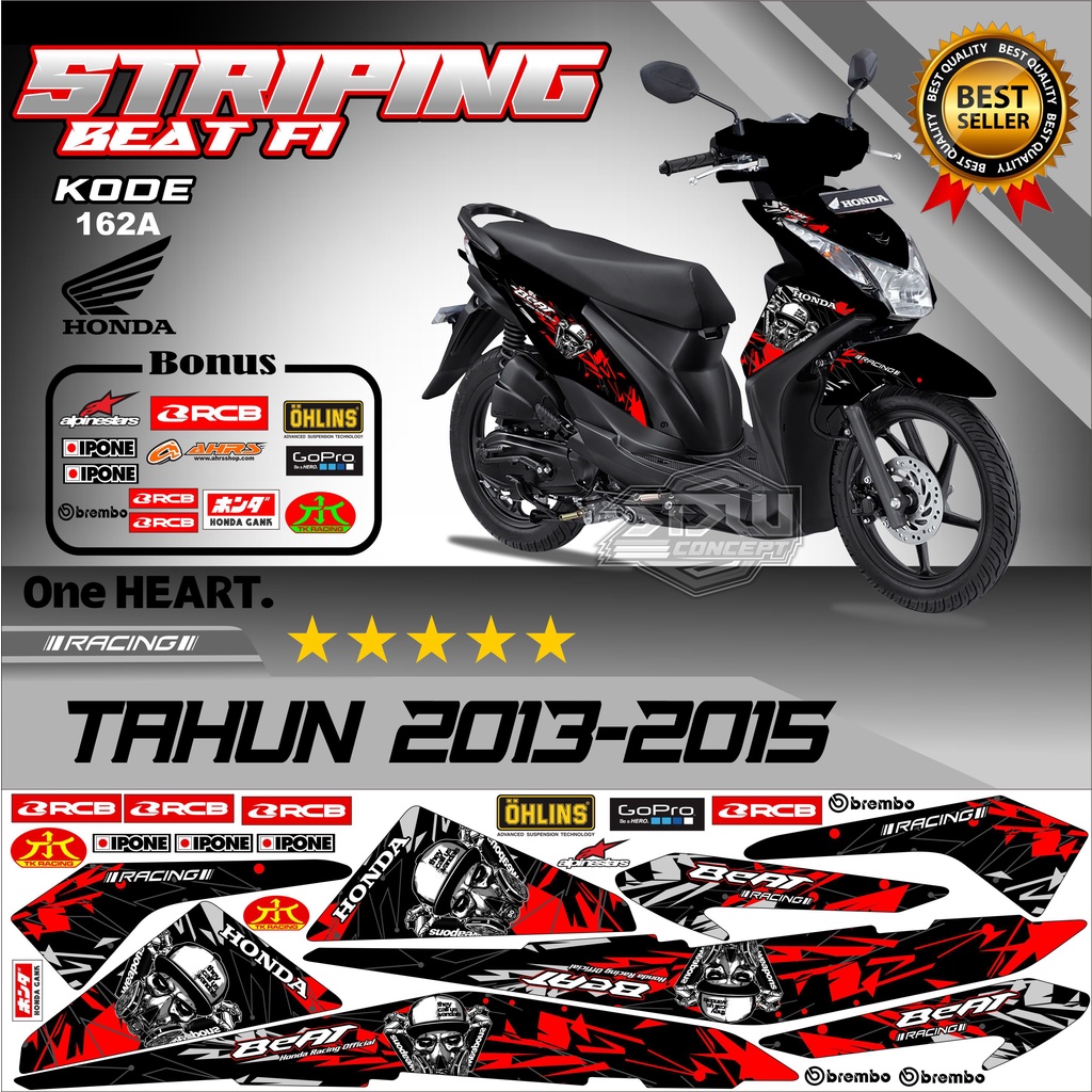 Striping Beat 2013-2015  Stiker Lis Motor Beat Variasi kode 162