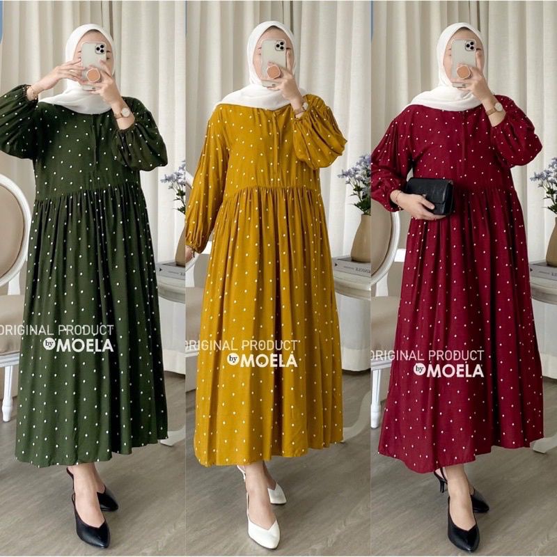 MIDI DRESS RAYON POLKADOT