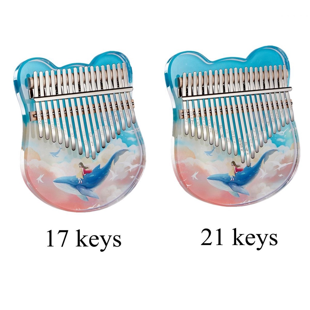 Case Penyimpanan Kalimba Piano Jempol 17 / 21 Kunci Bahan EVA Motif Lukisan Whale Dream Mbira