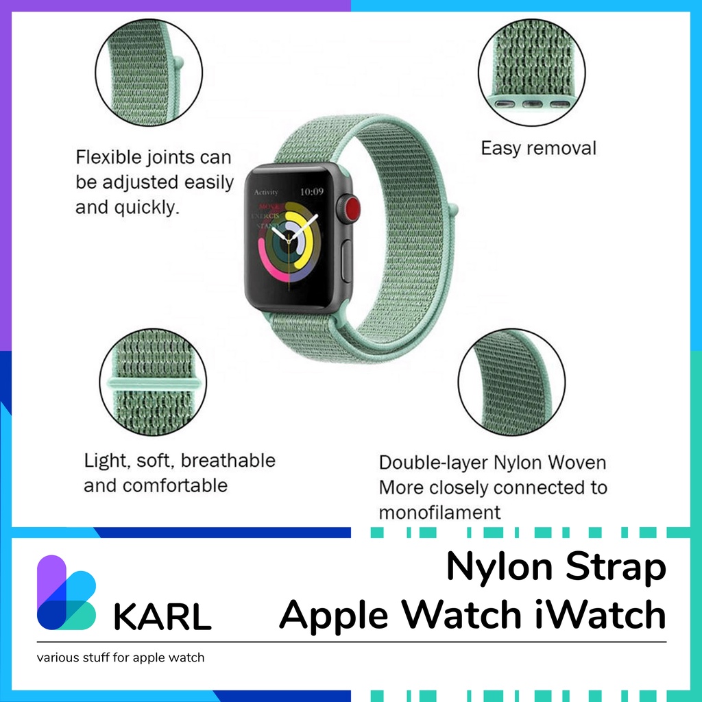 Nylon Strap iWatch Apple Watch All Series 1/2/3/4/5/6/7 T500 T55 T500plus HW22 IWO W26 Smartwatch