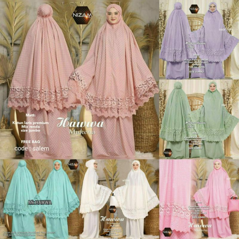 New Serian Mukena hawwa vol#2 jumbo katun premium free bag ori nizam