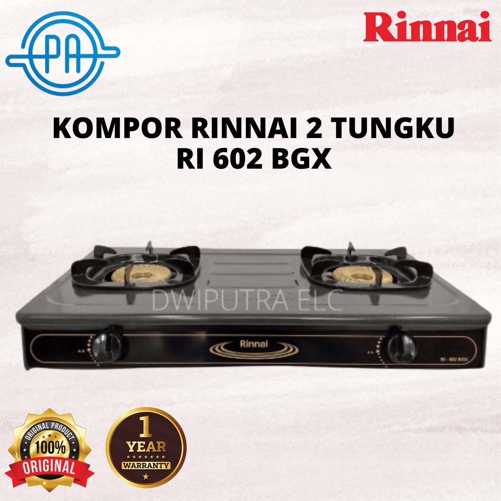 KOMPOR GAS 2 TUNGKU RINNAI RI602BGX RI 602 BGX GARANSI RESMI