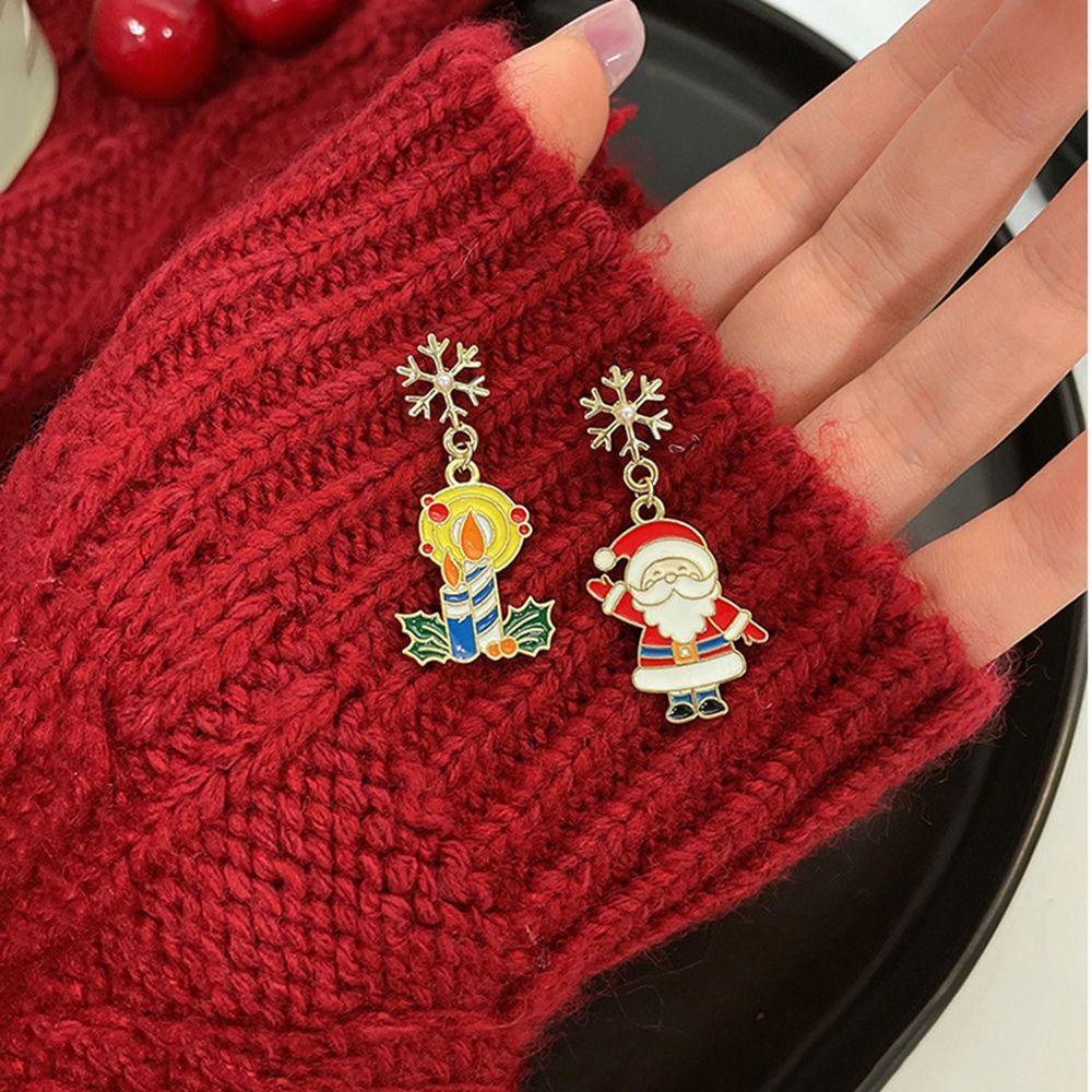 Mxbeauty Anting Natal Hadiah Natal Kepribadian Lucu Asimetris Elk Pohon Natal Snowman Bear Anting Gaya Korea