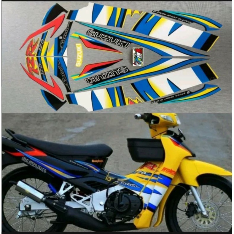 STRIPING SATRIA 120 KUNING HITAM LUMBA SUZUKI