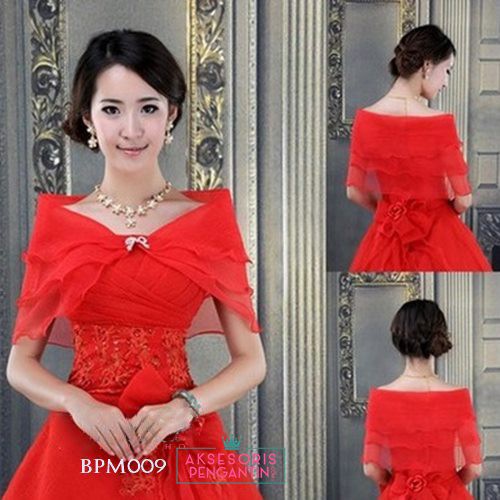 [READY STOCK] BOLERO PENGANTIN CARDIGAN PESTA LACE MERAH BPM009