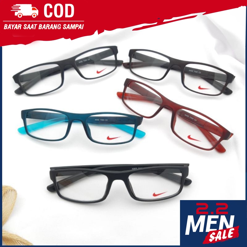Kacamata minus NIKE frame kacamata sporty pria kaca mata wanita baca PHOTOCROMIC ESSILOR BLURAY 7090