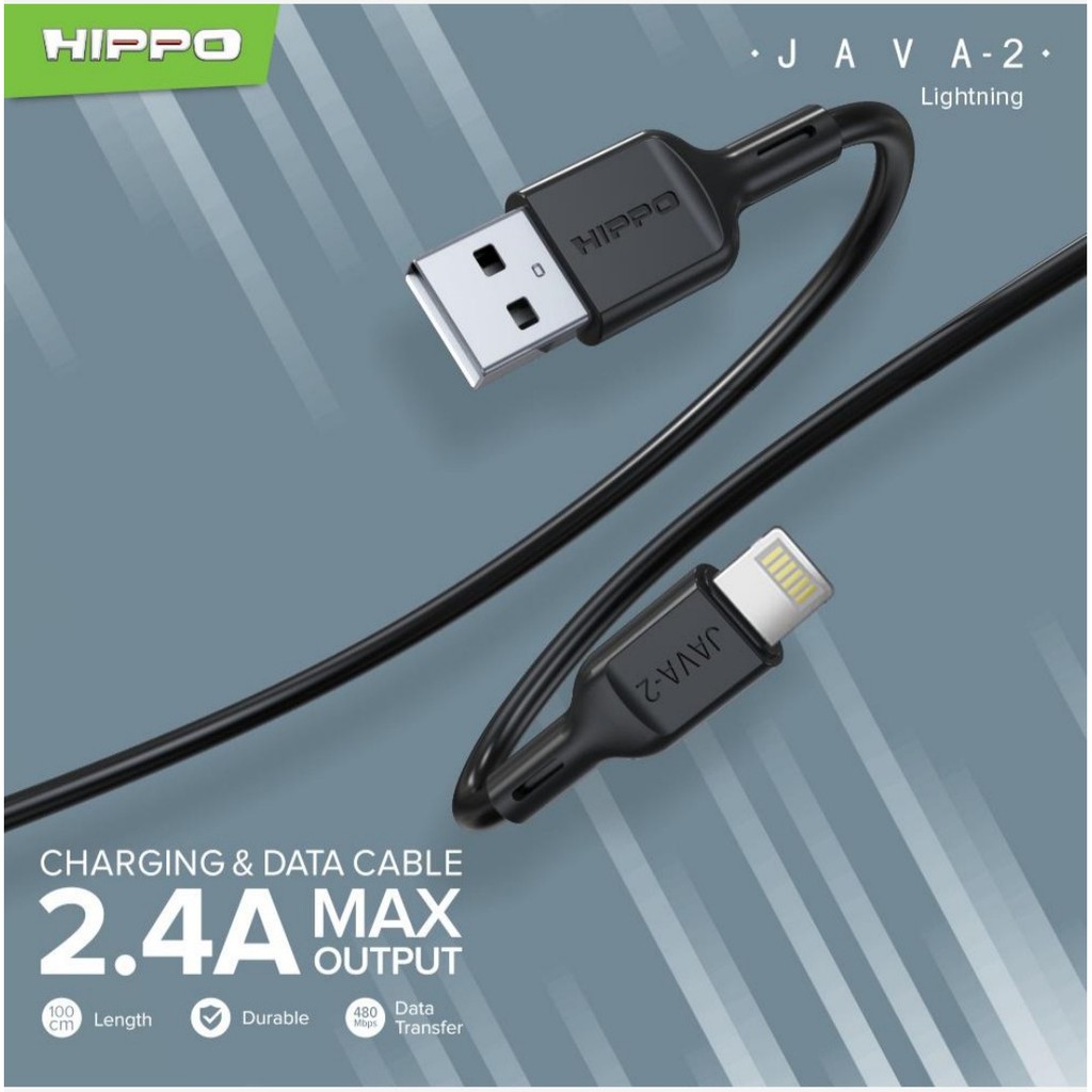 (1box isi 12 pcs) Hippo Java 2 Iphone/Lightning 100Cm Kabel Data &amp; Charger
