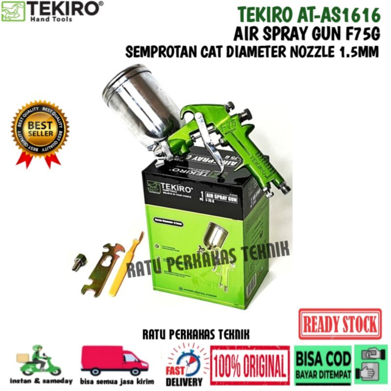 SPRAY GUN F75 G TEKIRO ORIGINAL ALAT SEMPROT CAT TABUNG ATAS BESAR 400ML AIR SPRAY GUN NOZZLE 1.5 MM