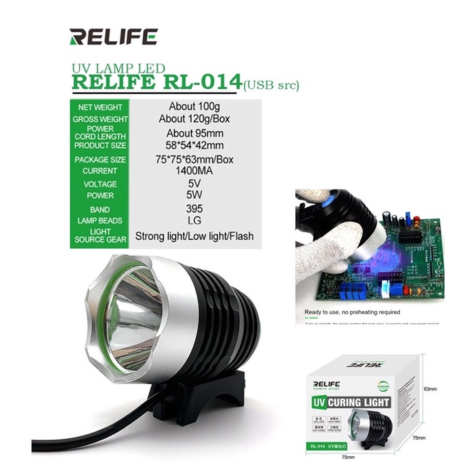 Lampu UV LED - Alat Pengering Lem OCA LOCA UV Model Soket USB - DC RELIFE