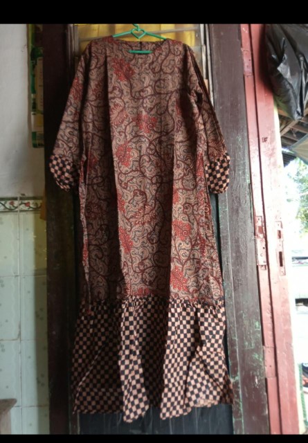 Gamis Batik Zara Genes | Baju Batik Gamis Rempel Bawah | Gamis Batik Wanita Muslimah