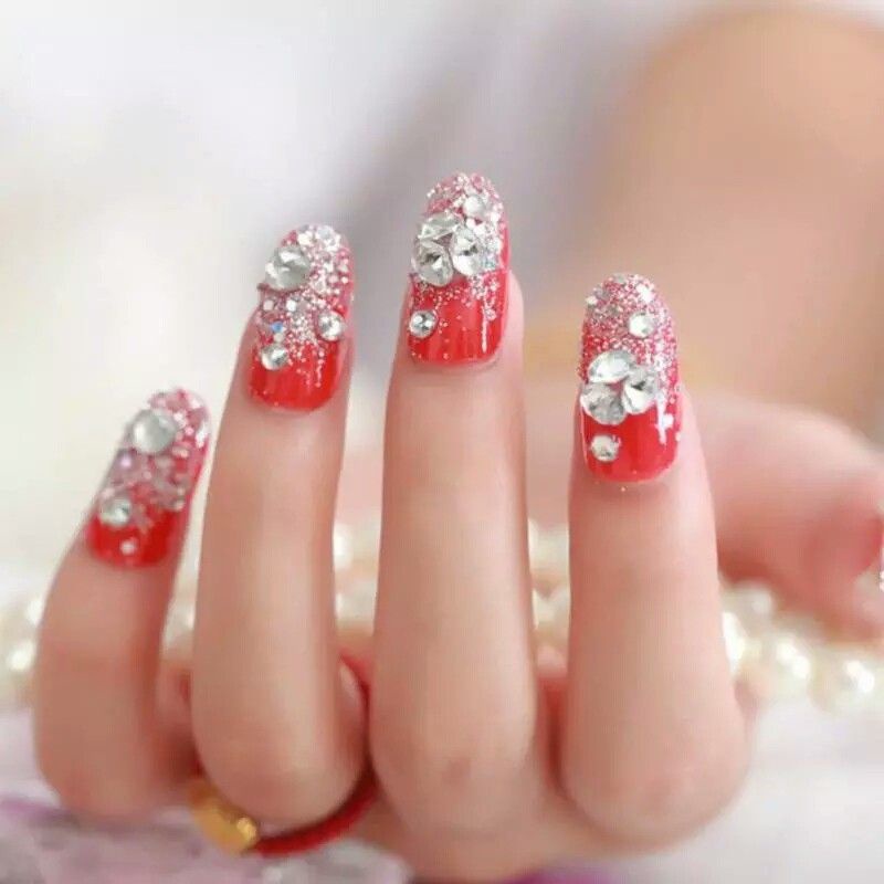 Kuku Palsu 3D/ Nail Art/ untuk Pengantin/isi 24pcs Fake Nails for Bride