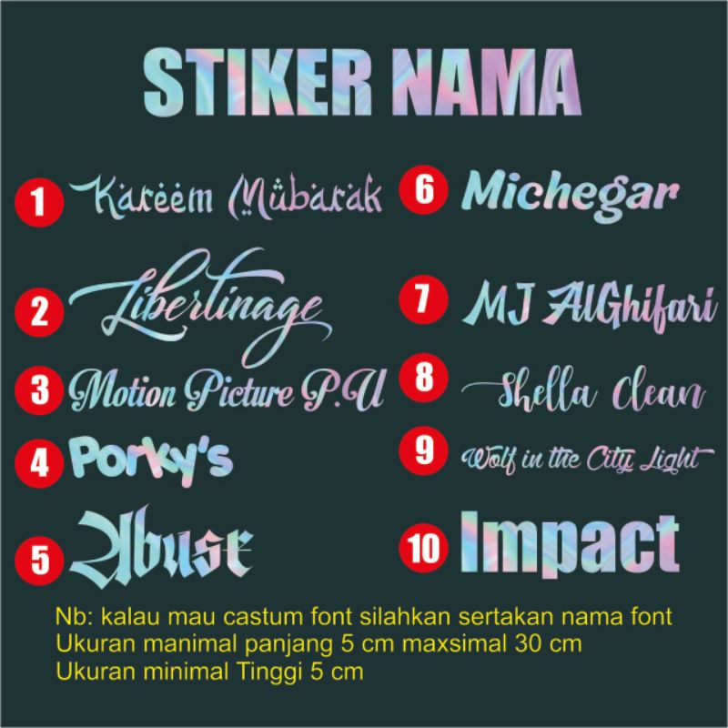 

STIKER Nama Hologram custom