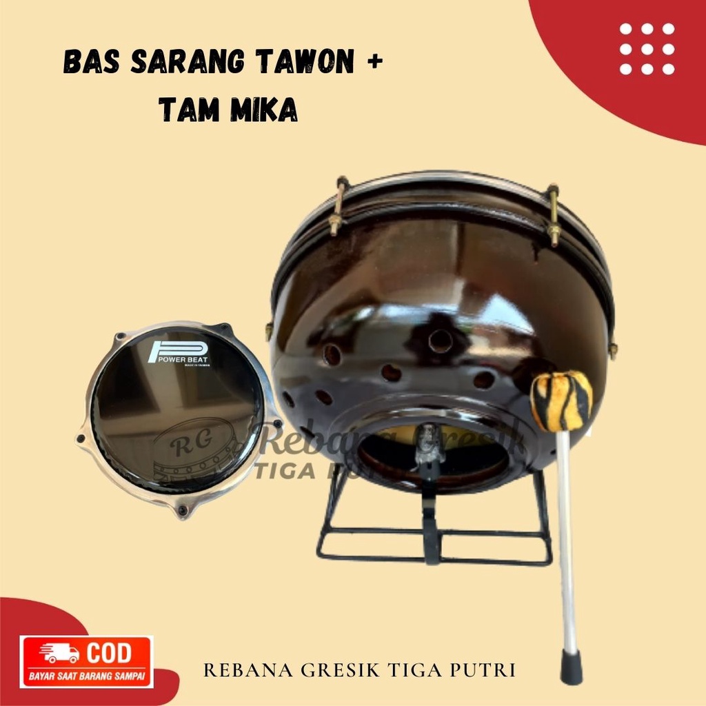 Bas Hadroh 16 inch/40 cm bas Absi Sarang Tawon dan Tam Tung Mika