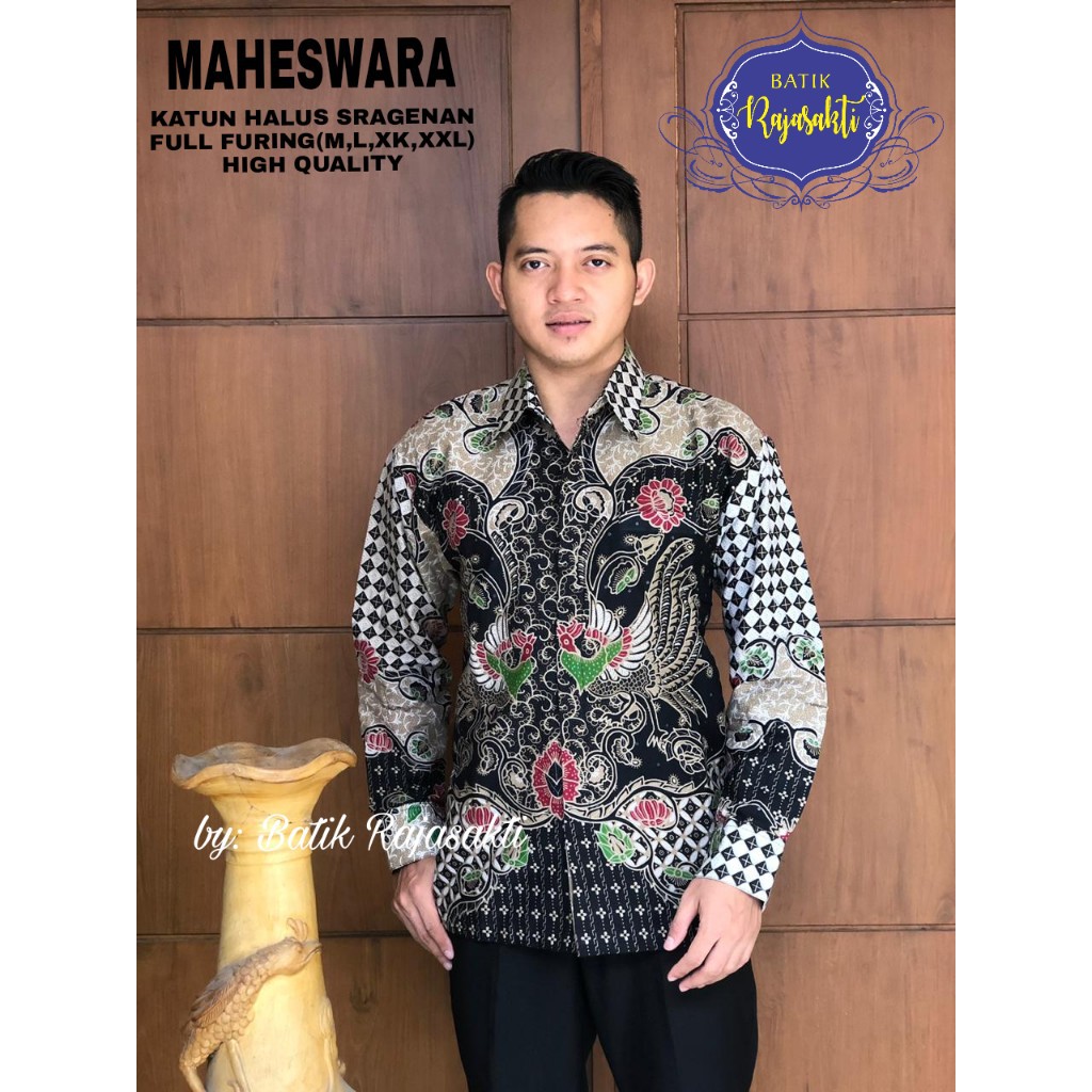 MAHESWARA Kemeja Batik Pria Lengan Panjang Katun Halus FULL FURING Rajasakti