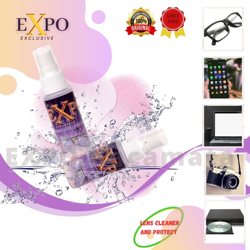 Expo Lens Cleaner Spray Semprotan Cairan Pembersih Debu Layar Lensa Kacamata Minus Kamera Laptop HP Buram