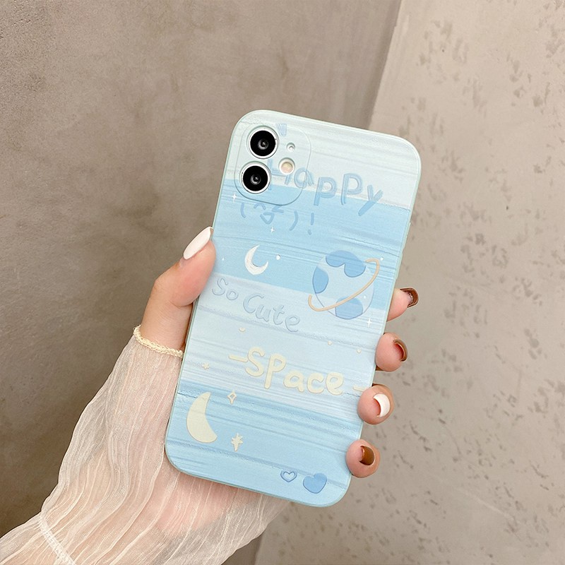 Case Samsung A12 A20 A30 A32 A50 A50S A30S A51 A02S A52 S10 S20 Plus Ultra S21 FE A42 A71 A31 A31 A21S A32 A22 A03S Casing Ftd Soft Protect Cover Girl Fashion Purple Love Blue Plant Back Case Cute