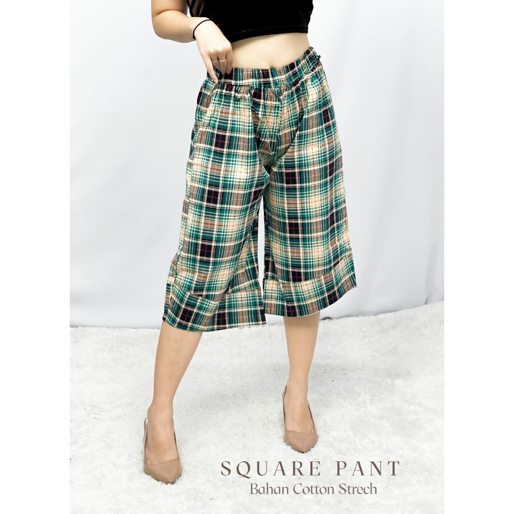 HOPYLOVY - Celana Bahan Wanita Stipe Pant Pinggang Karet Vita Original Adem